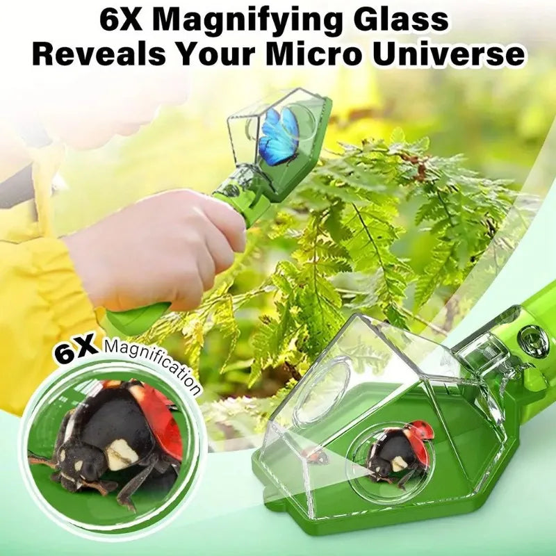 Child looking at a ladybug through the 6X magnifier